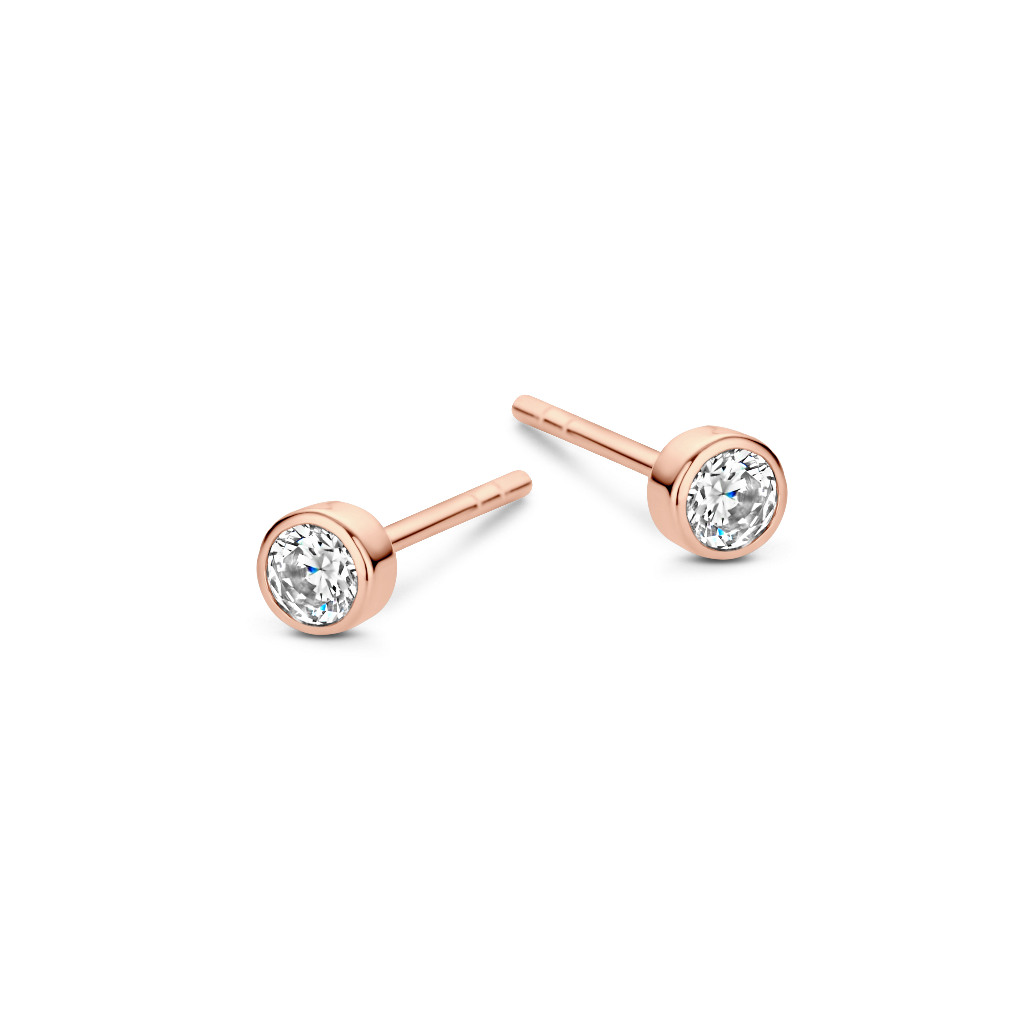 SpiritIcons Vega Ohrstecker Damen 3,5mm rosé vergoldet mit Zirkonia aus 925 Silber, rot/roségoldfarben