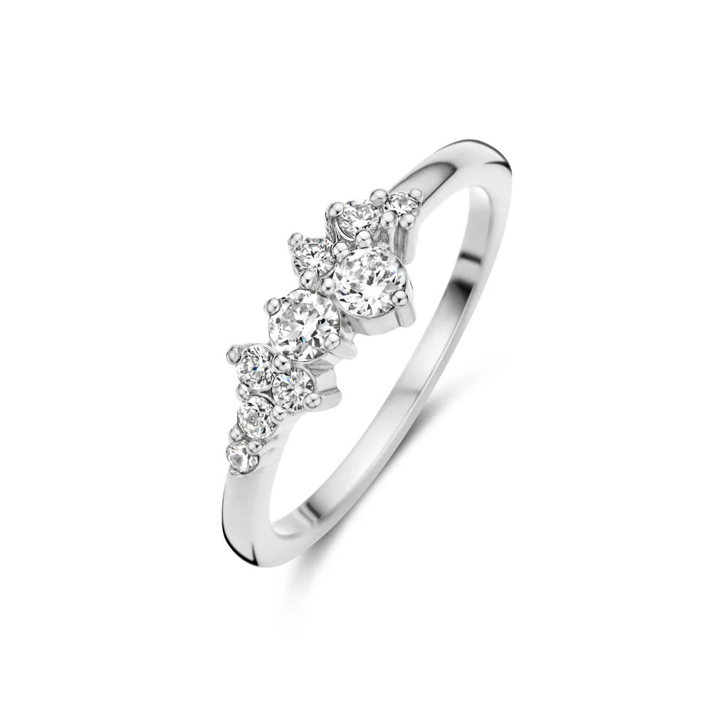 ARIA Ring von SpiritIcons für Damen aus 925 Silber mit Zirkonia, silberfarben, Ringgröße 56