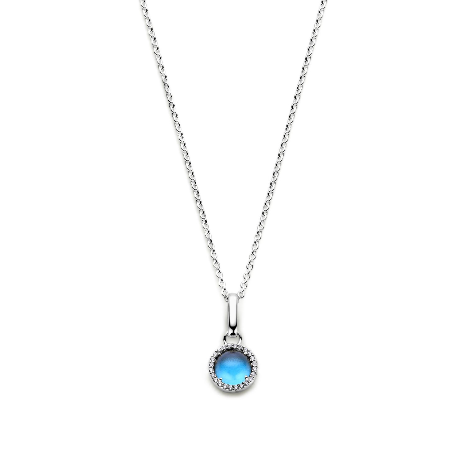 Euphoria Blue Kette für Damen von SpiritIcons aus 925 Silber mit Zirkonia, 42/45 cm, silber-blau