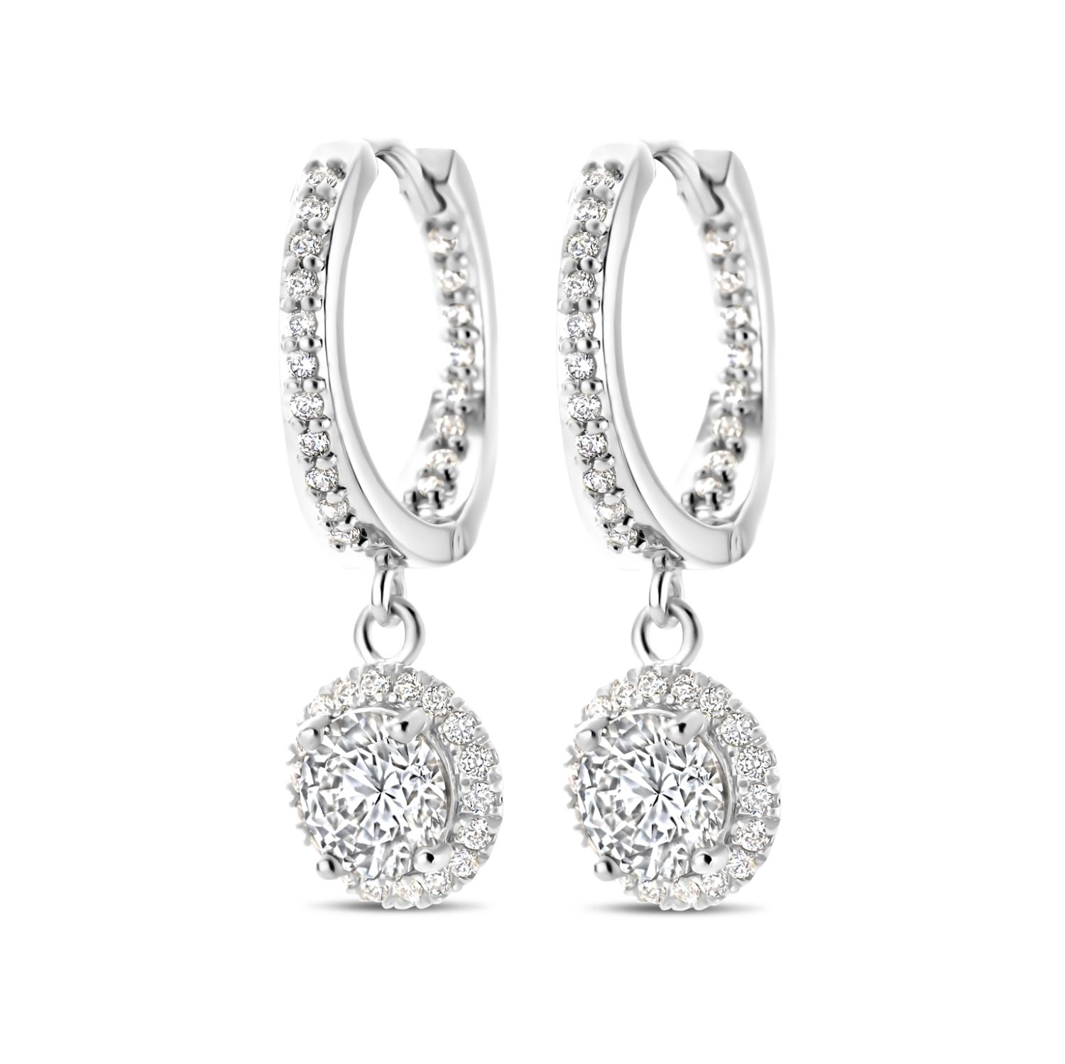 SpiritIcons Romance Creolen aus 925 Silber mit Zirkonia für Damen, Ø 14mm und Ø 7,5mm, silberfarben
