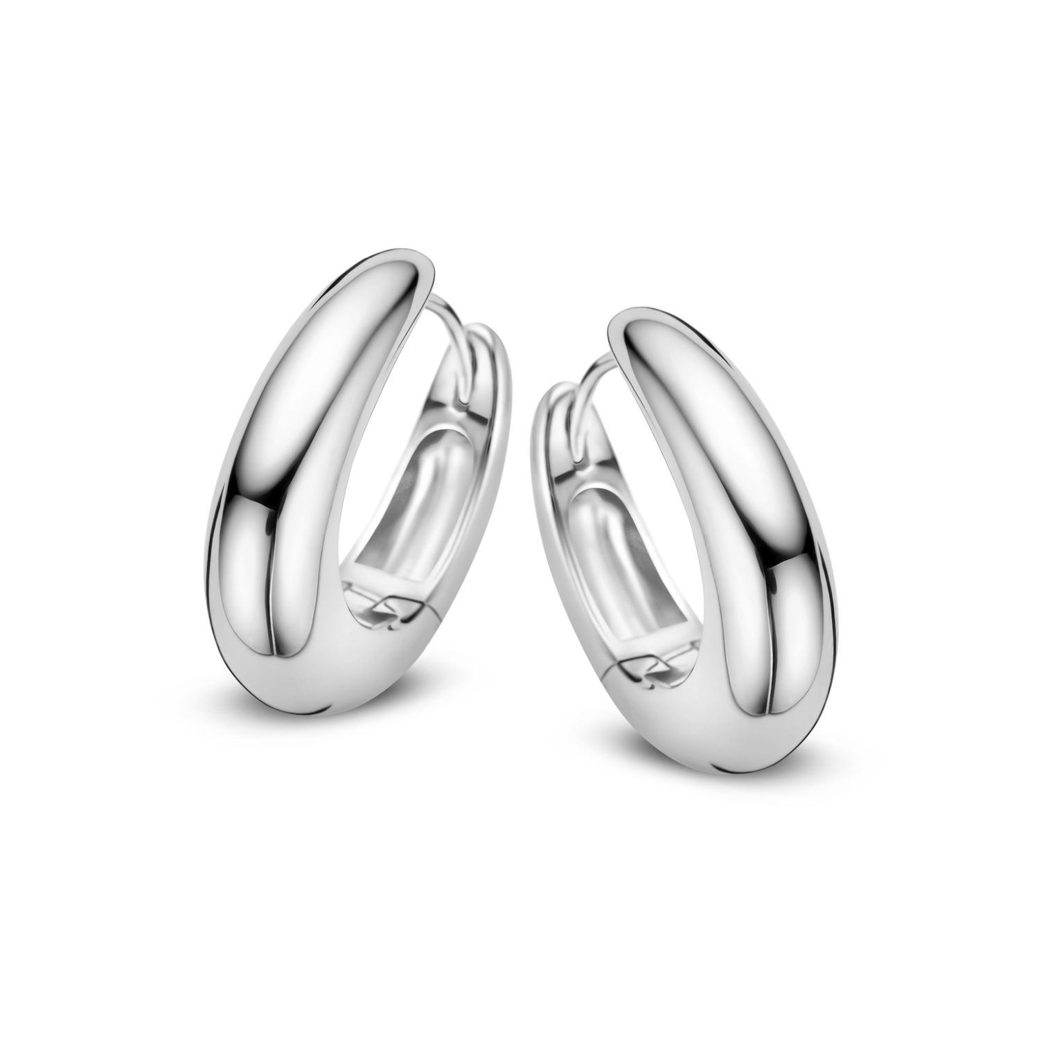 SpiritIcons Callas Creolen aus 925 Silber für Damen, silberfarbener Ohrschmuck, Größe 21x6mm