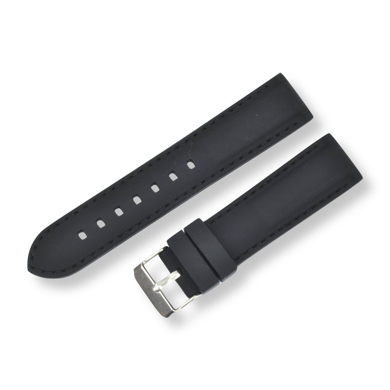 Schmidt Silikonband schwarz 22mm für Herren & Damen – Uhrenarmband mit schwarzer Naht, 5mm dick