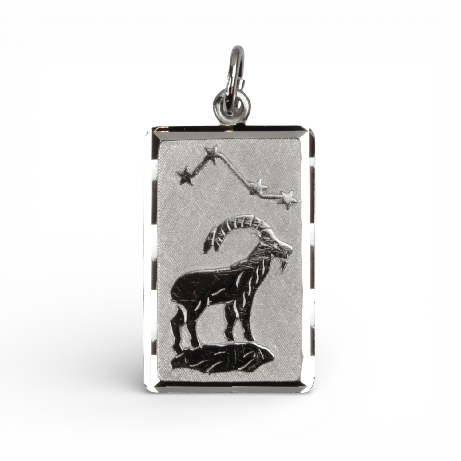 Rhodinierter Silber Anhänger Steinbock für Herren und Damen, 15x24mm, 925er Silber, 22.12. - 19.01.
