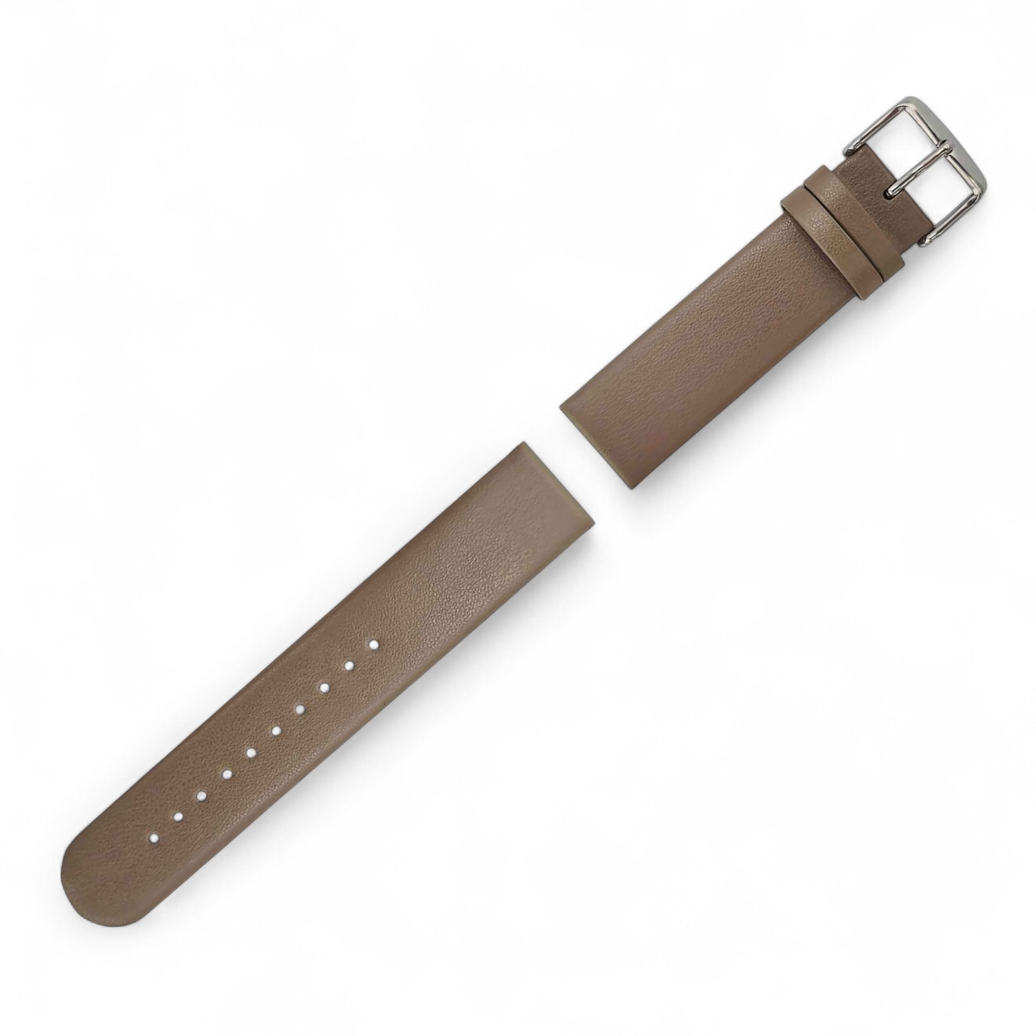 Schmidt Apfel-Vegan Uhrenarmband taupe 20mm für Herren und Damen, beige mit silberfarbener Schließe