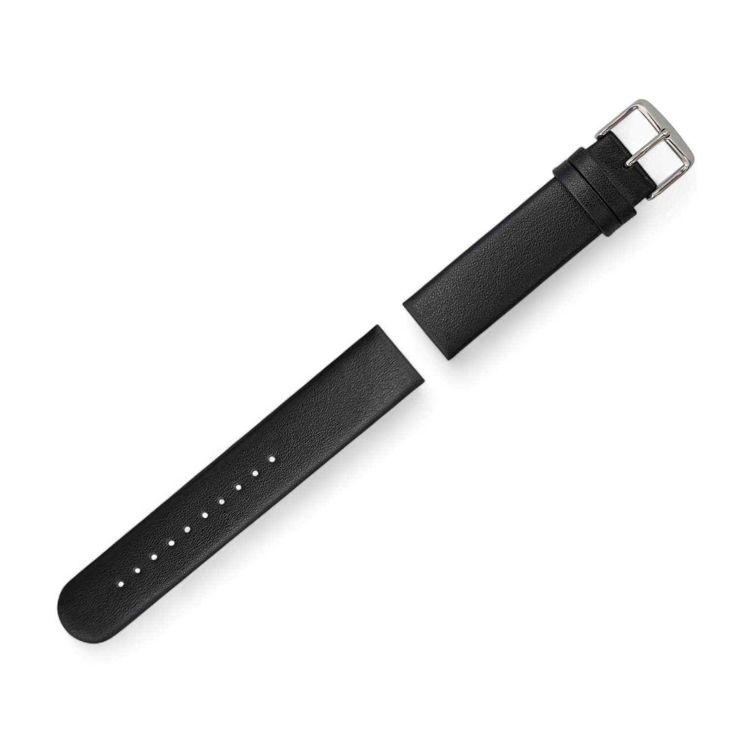 Schmidt Apfel-Vegan Uhrband schwarz für Herren & Damen, 20mm, silberne Schließe, widerstandsfähig aus
