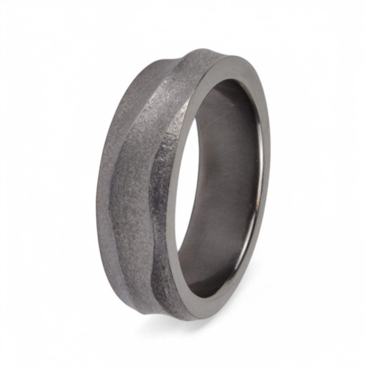 Haudarin Tantal Ring Wasser 7,5 I - Schwarz, 7,5mm breit, für Damen & Herren, Größe 62