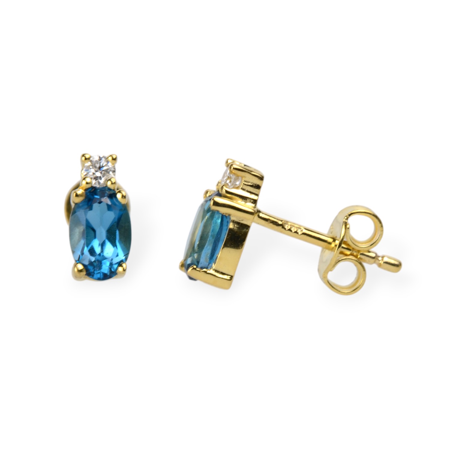 Schmidt Ohrstecker Damen Goldfarben mit Topas und Diamanten, 8,3x4mm, Wesselton-Weiß, 333 Gold