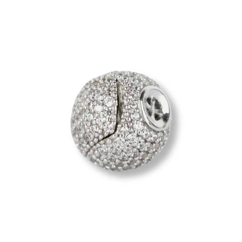 Schmidt Magnetschließe für Damen aus 925 Silber mit Zirkonia, Ø 10mm, silberfarben für Ketten