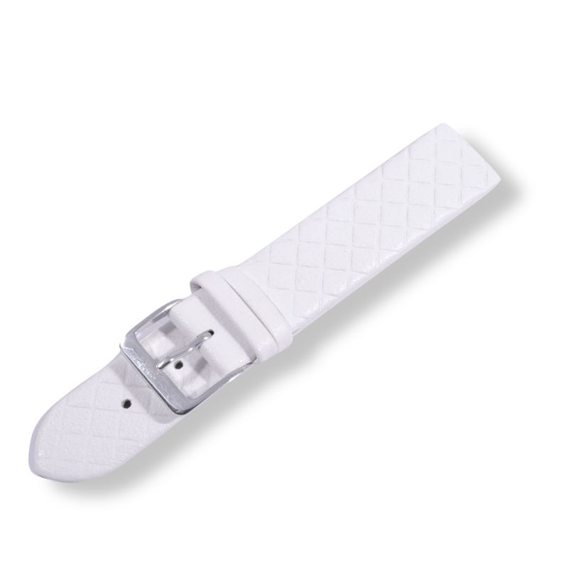Schmidt Kopenhagen Uhrenarmband Damen Leder weiß 16mm Rautenmuster für Skagen Bandanstoß