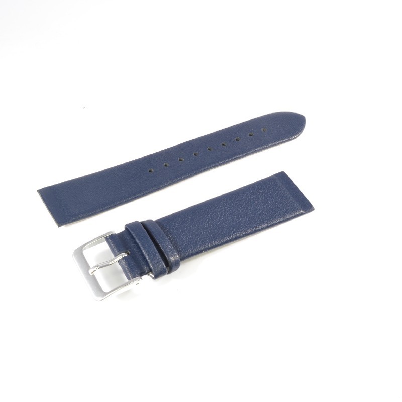 Schmidt Kopenhagen Uhrenarmband Leder Blau 20mm Unisex, Silberne Schließe