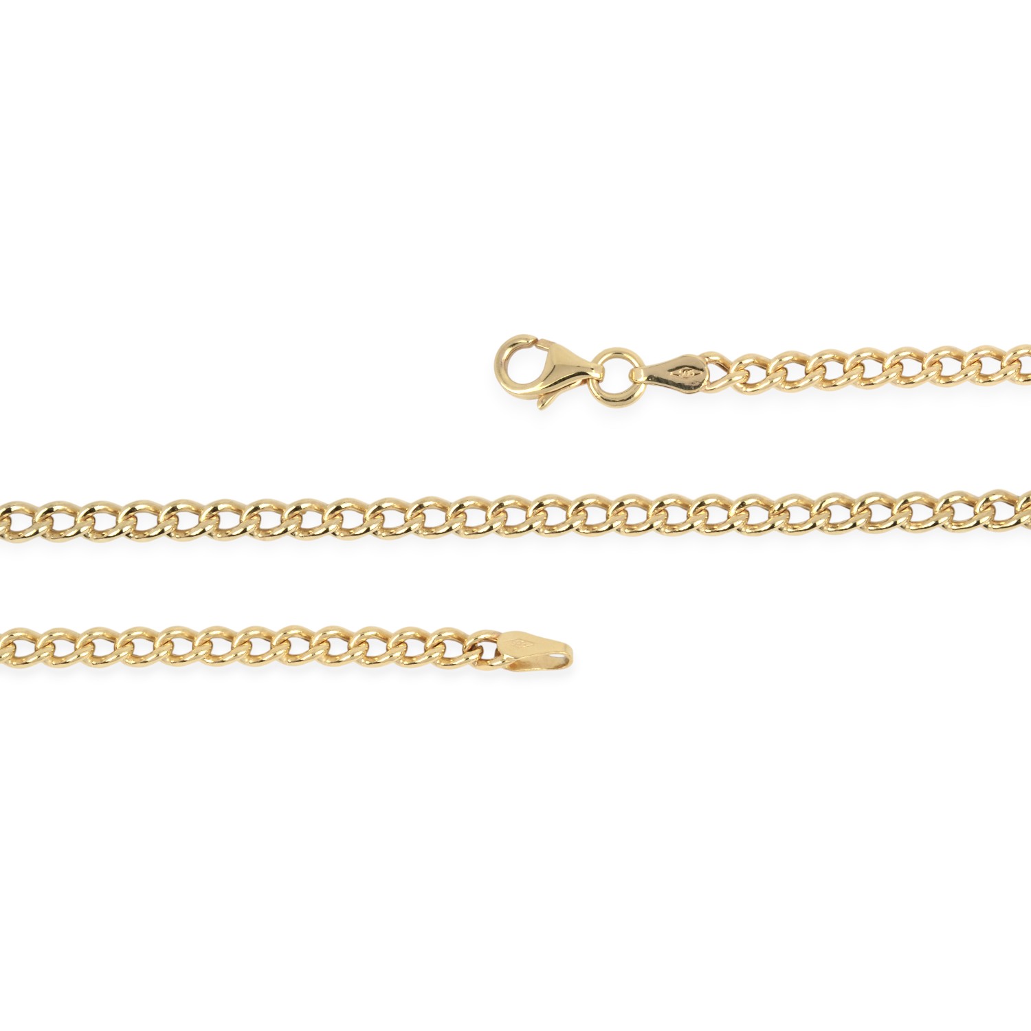 Schmidt Goldkette 585 Panzer rund 50 cm für Herren und Damen, 3,2x2,1 mm, mit Karabiner, goldfarben