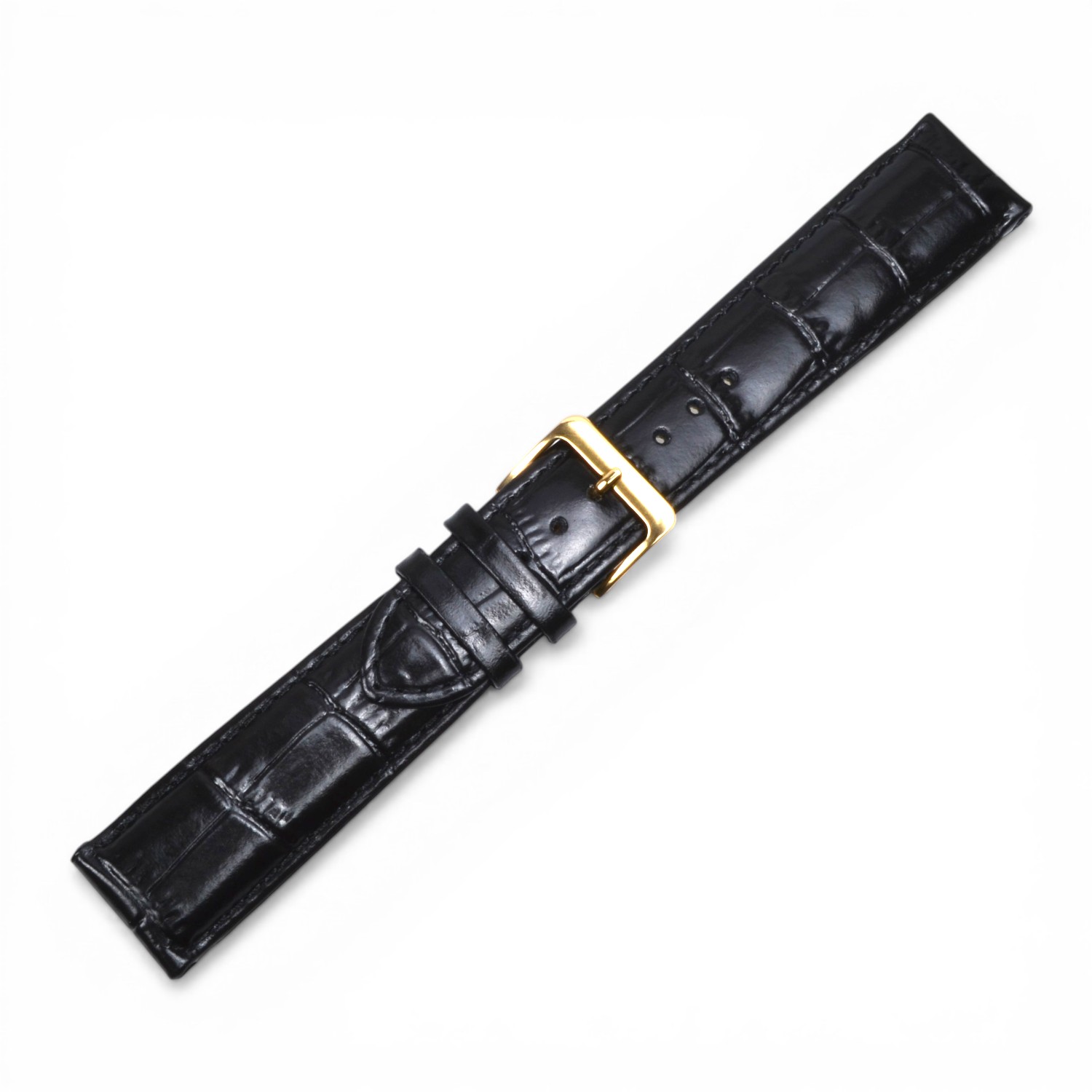Schmidt ARIZONA Herren Uhrenarmband aus schwarzem Leder mit Kroko-Narbung, 21mm breit, 5mm dick