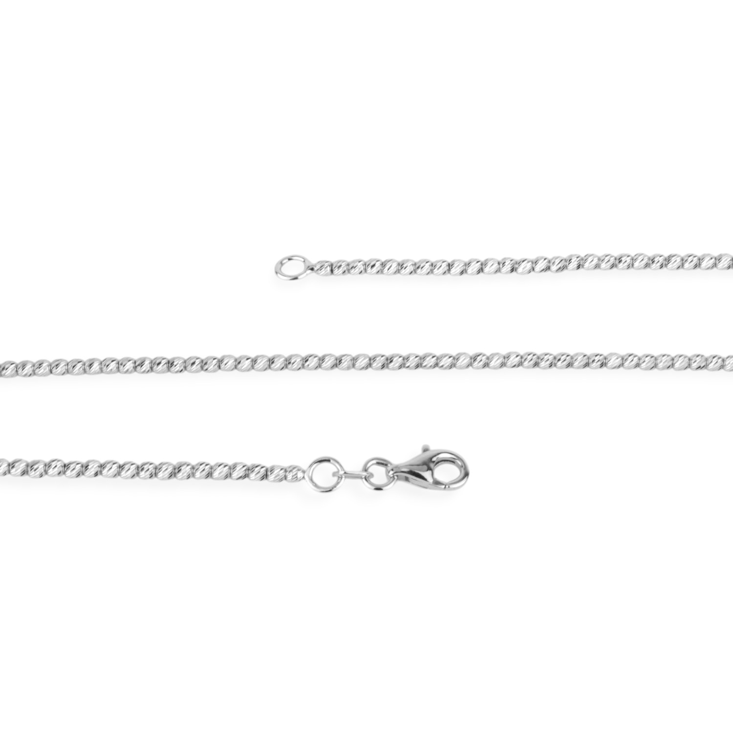 Schmidt Kugelkette aus 585 Weißgold für Damen, 45 cm mit Karabiner Verschluss, Ø 2mm, silberfarben