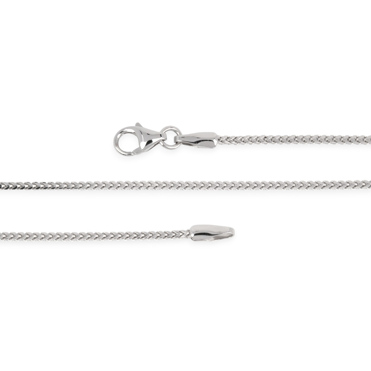 Schmidt Fuchsschwanz Kette in Weißgold 585 für Damen, 45cm, silberfarben mit Karabiner Verschluss