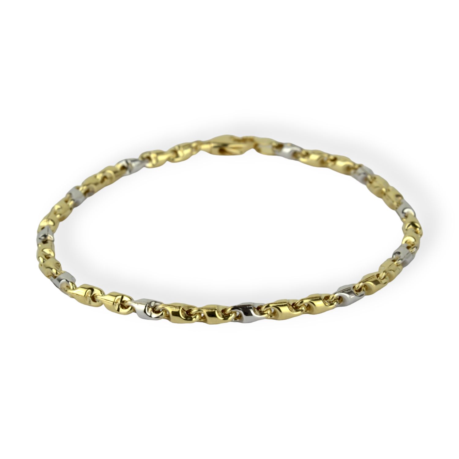 Schmidt zweifarbiges Damenarmband aus 585 Gold, 19 cm lang, eleganter Armschmuck in Goldfarben