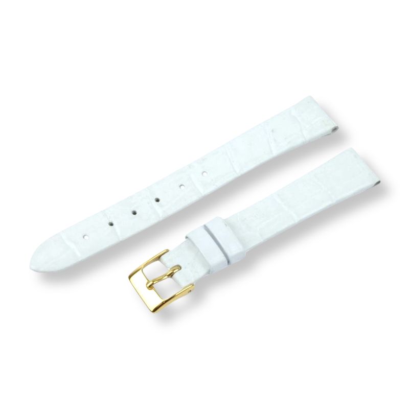 Schmidt Louisiana-Clip weißes Damen Uhrenarmband, Leder, 14mm Anstoßbreite