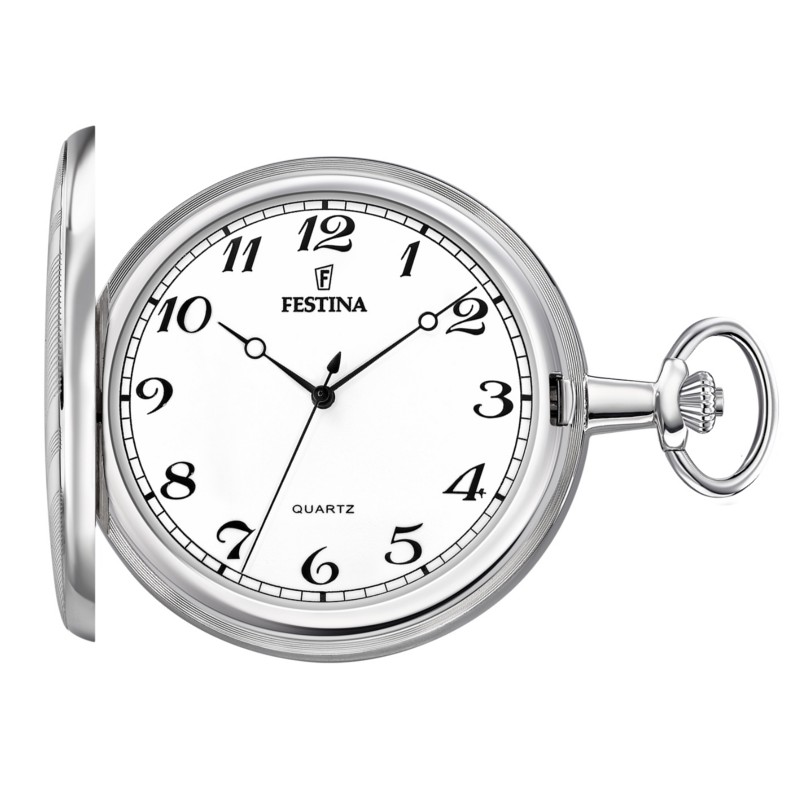 FESTINA Herren Taschenuhr Silber 49mm Metallgehäuse, Quarzwerk, mit Kette