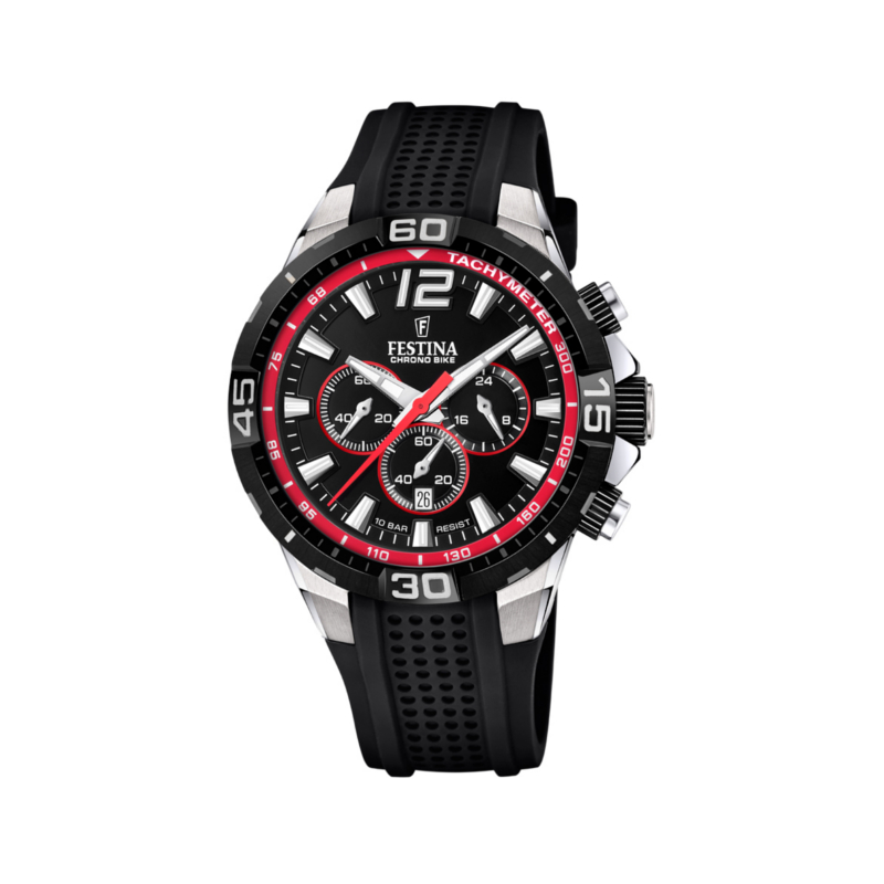 FESTINA Chrono Bike Herrenuhr - Schwarz/Rot, 45mm Edelstahl, 10 Bar Wasserdicht