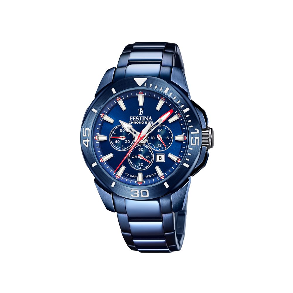 FESTINA Chrono Bike SPECIAL EDITION Herrenarmbanduhr blau Edelstahl/PVD 47mm Quarz 10 Bar wasserdicht