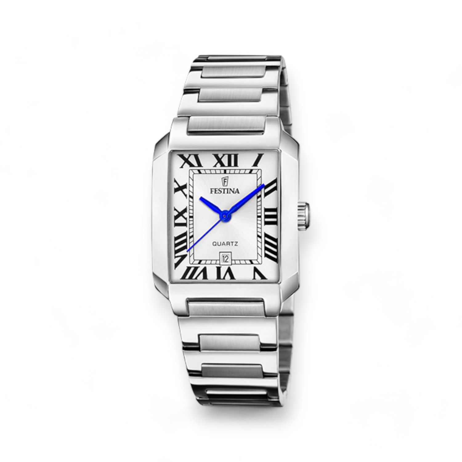 FESTINA Damen Armbanduhr mit eckigem Edelstahlgehäuse, silberfarben, Quarz-Analog, 33 mm, 5 Bar wasserdicht