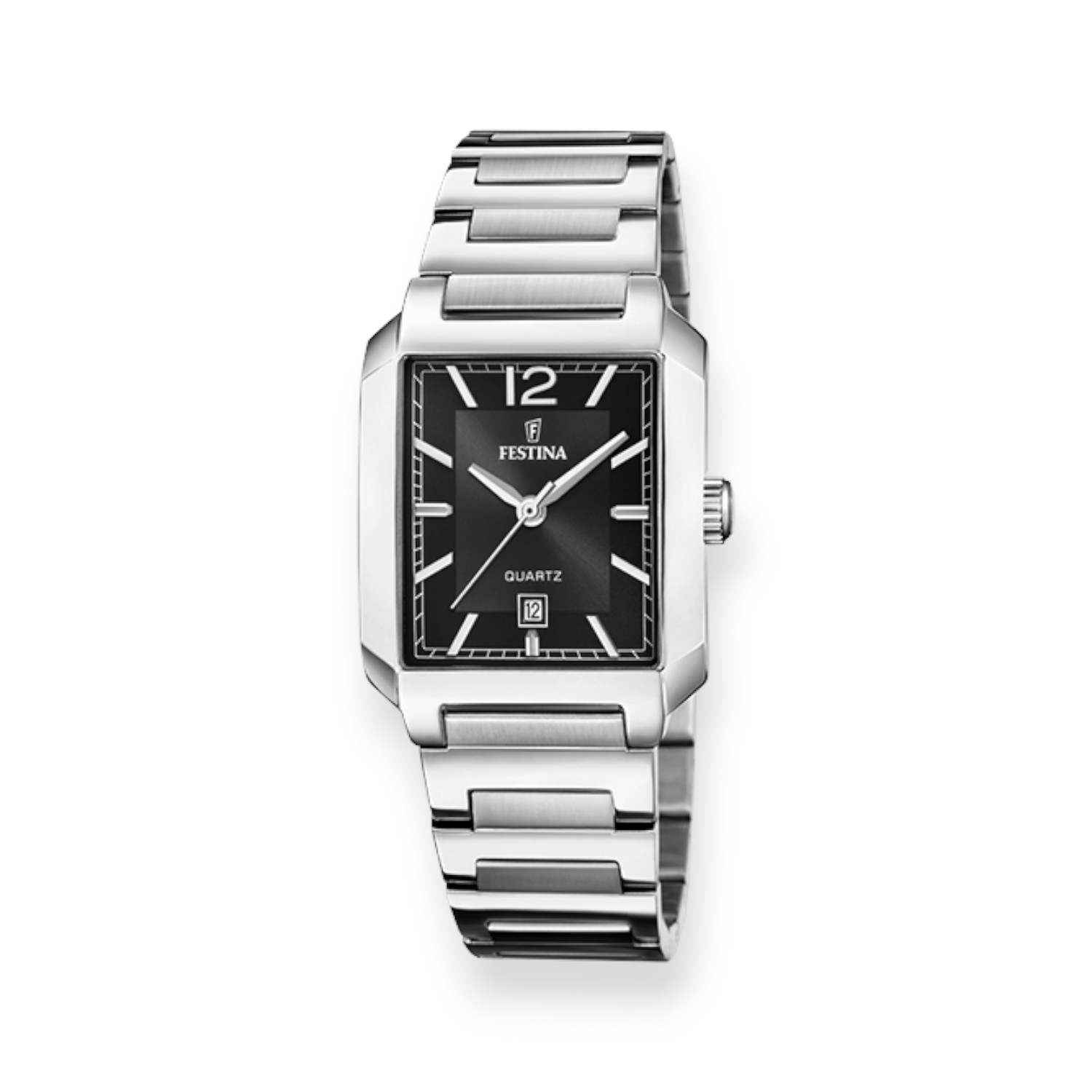 FESTINA Herren Armbanduhr Quarz Edelstahl silberfarben schwarz 29mm wasserdicht bis 5 Bar Mineralglas