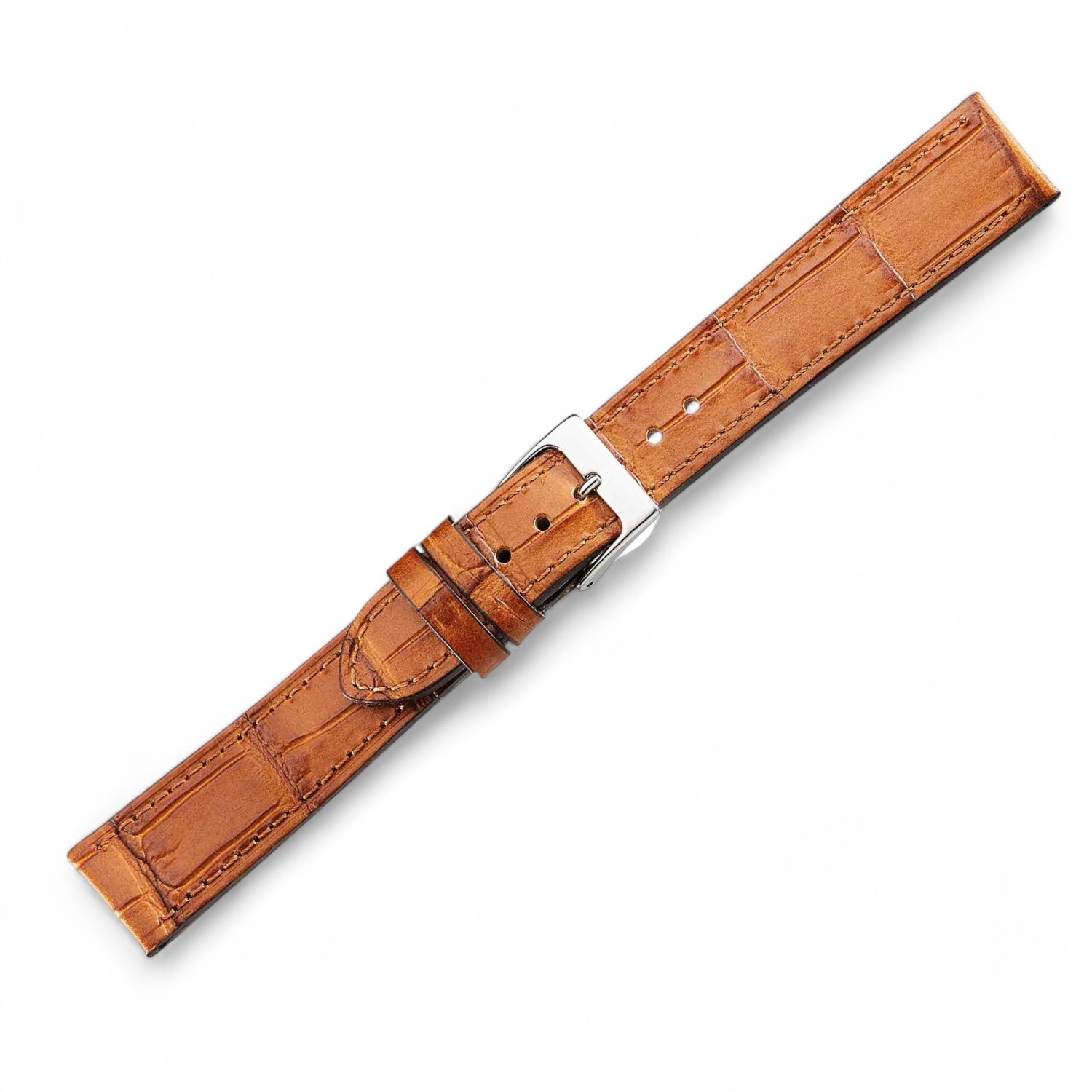 Schmidt Italo-Krokoprägung Uhrenarmband aus braunem Leder für Herren und Damen, 18mm breit, 3mm dick