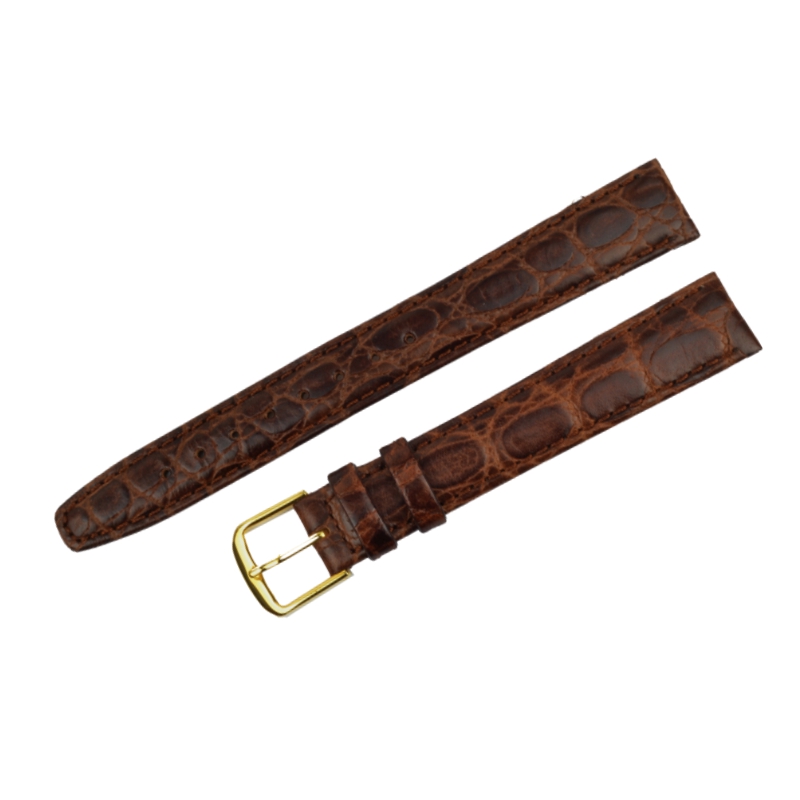 Schmidt Uhrenarmband Krokoprägung Leder braun, XL, 16mm Anstoß, 14mm Schließe für alle