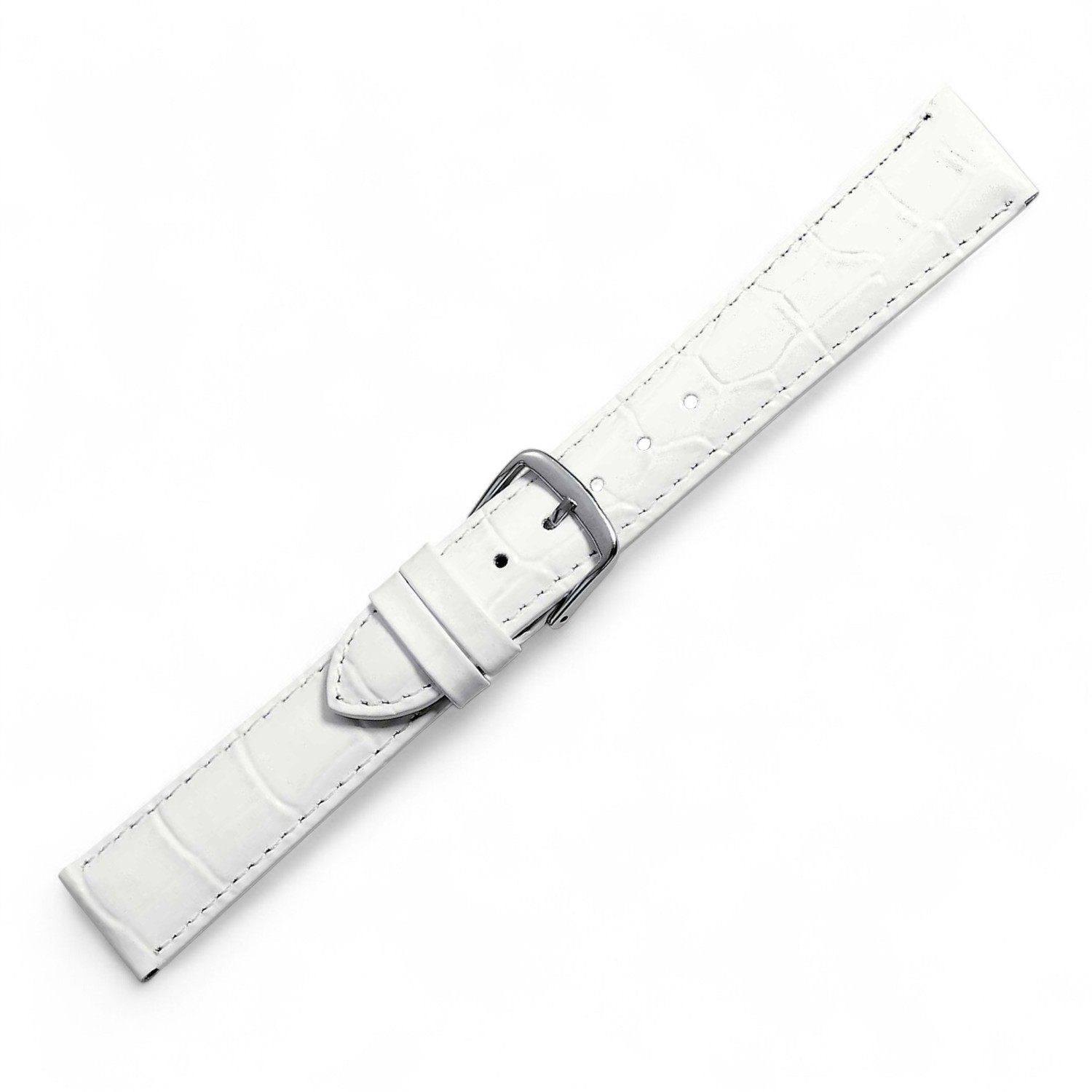 Schmidt Louis.-Print Uhrenarmband für Herren aus weißem Leder, 22mm breit, 3mm dick, mit 19mm Schließe