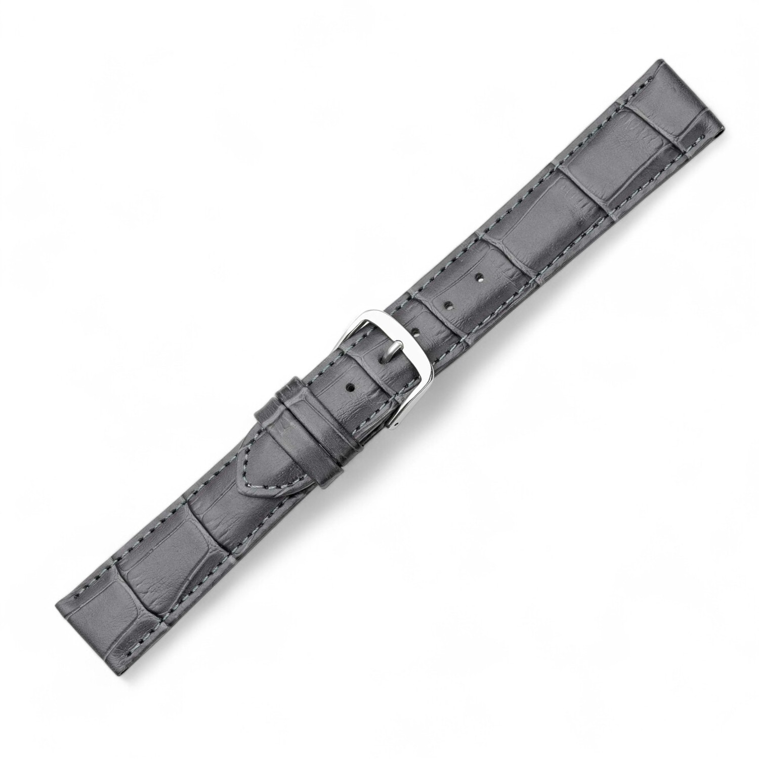 Schmidt Louisiana-Print Herren Uhrenarmband dunkelgrau 22mm Leder mit silberner Schließe