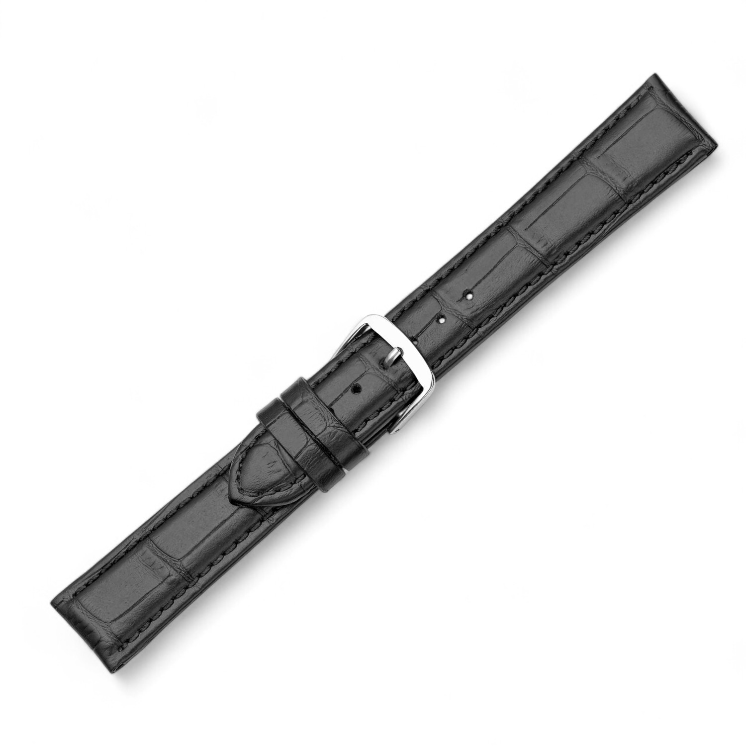 Louis.-Print Uhrenarmband schwarz aus Leder für Herren und Damen, 20mm breit, XL Länge, Schmidt