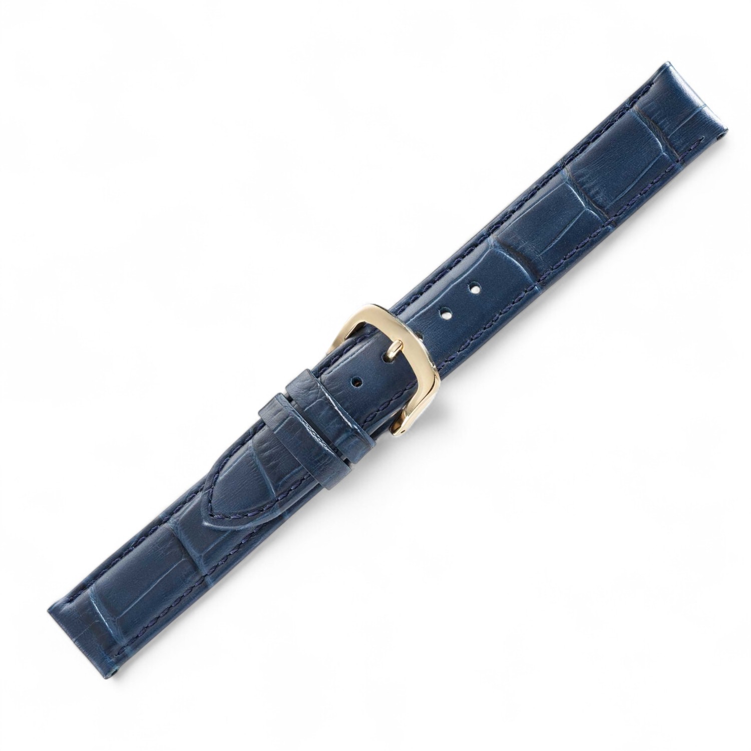 Schmidt Louisiana-Print Uhrenarmband dunkelblau matt aus Leder für Herren und Damen, 16mm breit, 3mm dick