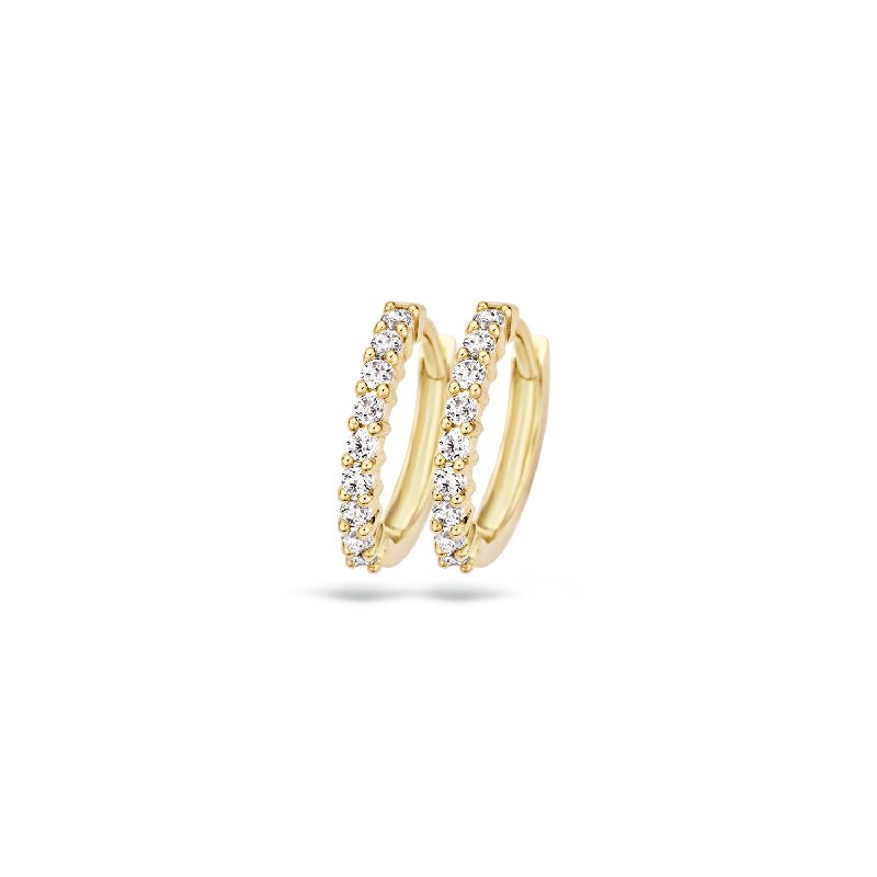 Blush Creolen aus 585er Gold mit Zirkonia für Damen, Ø 12,5mm, eleganter Ohrschmuck in Goldfarben