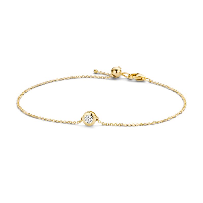 Blush Goldarmband 585 mit Zirkonia für Damen, verstellbar auf 18cm, Ø 4,8mm, eleganter Armschmuck