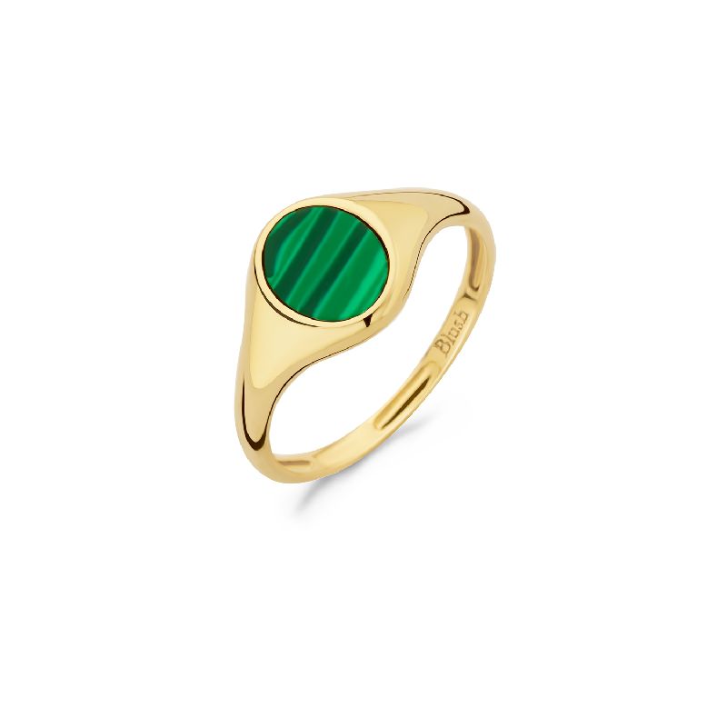 Blush Siegelring 585er Gold mit grünem Malachit für Damen, Ringgröße 56, eleganter Schmuck für jeden Anlass