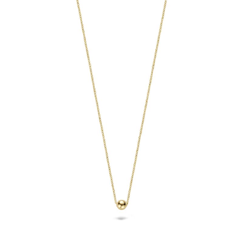 Blush Damen Kette mit goldfarbener Kugel aus 585 Gold, 42cm lang, Ø ca. 4mm