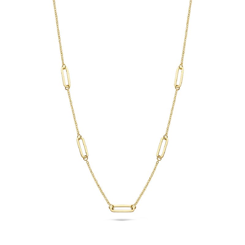 Blush Damen Kette mit Zwischen Gliedern, 42cm, 585 Gold, goldfarben, elegantes Schmuckstück für jeden Anlass