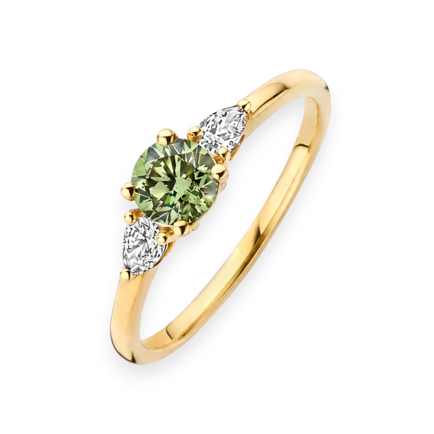 Blush Verlobungsring Damen 585 Gold mit grünem LAB Diamant – 2 Diamanten, 0,18 ct, Wesselton SI