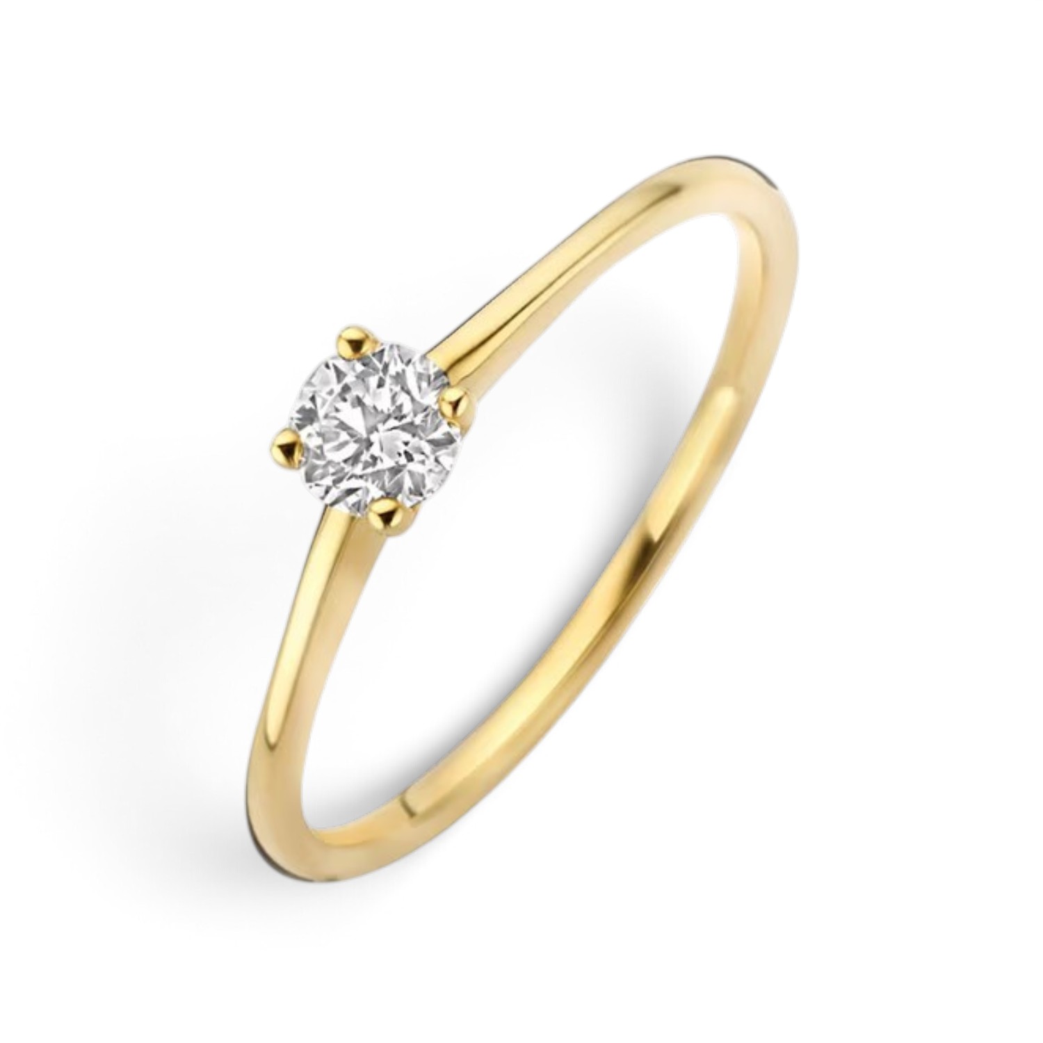 Blush Solitär Ring Damen 585 Gelbgold mit 0,20 ct Lab Grown Diamant, Verlobungsring Größe 54