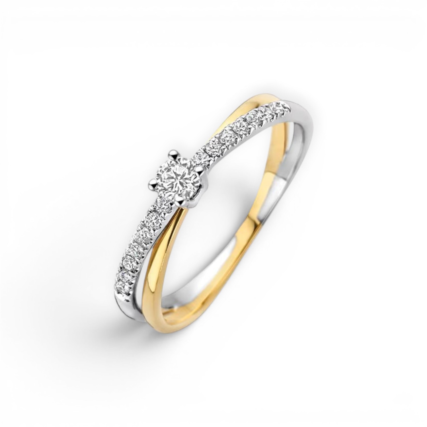 Blush Damenring aus 585 Gelbgold mit 15 Lab Grown Diamanten, Brillant, 0,14 Carat, Größe 54