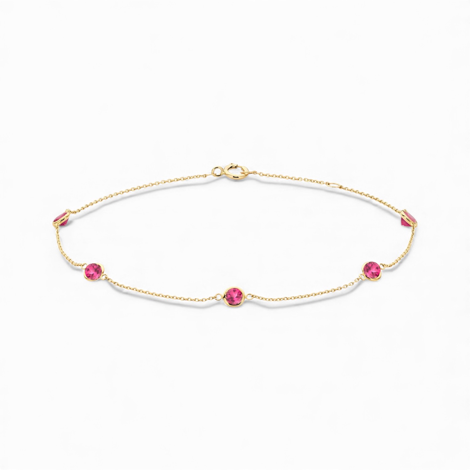 Blush Damen Armband aus 585 Gold mit Rhodonit, 18cm, goldfarben-rosa, eleganter Armschmuck