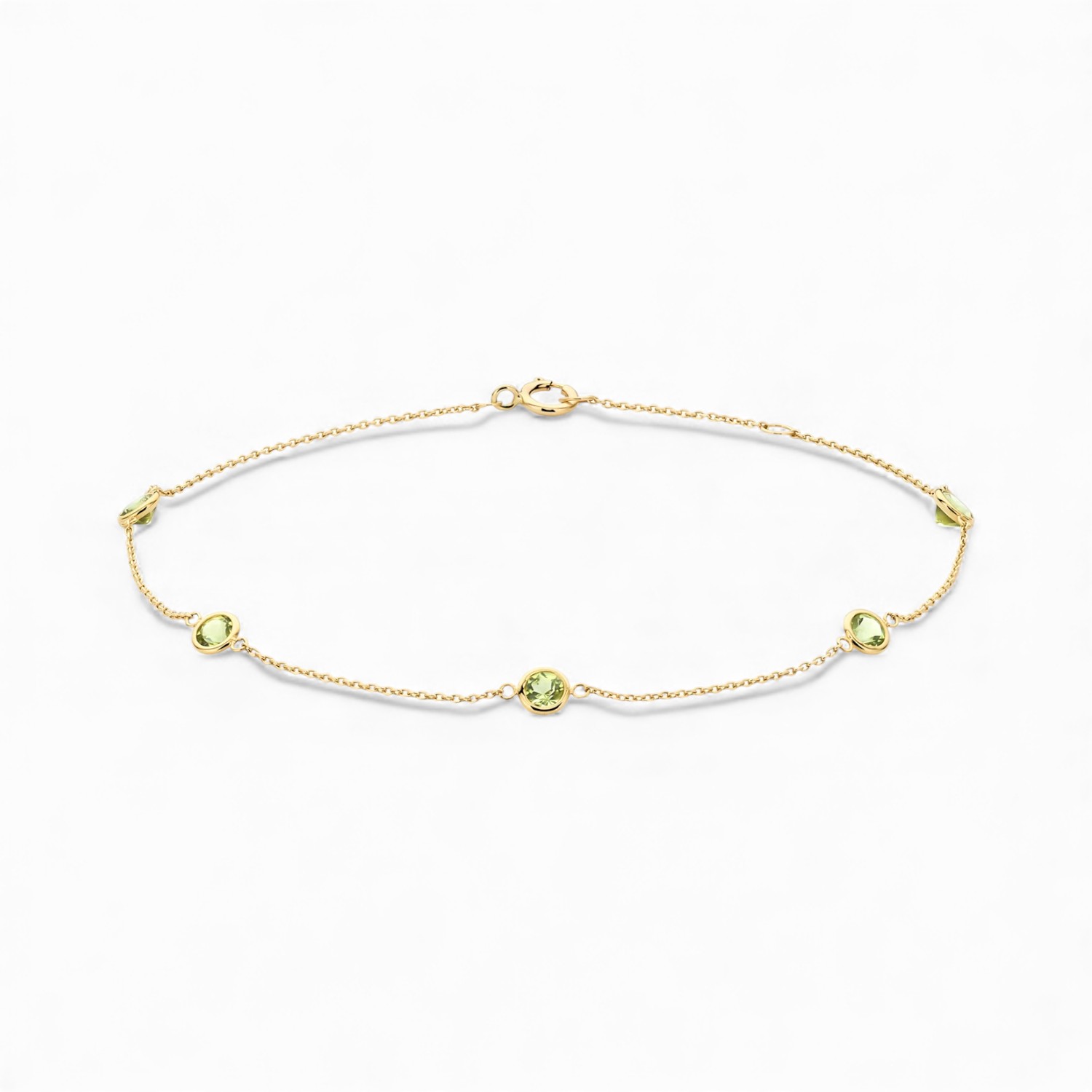 Blush Damen Armband aus 585 Gold mit Peridot, goldfarben und grün, 18 cm, eleganter Armschmuck