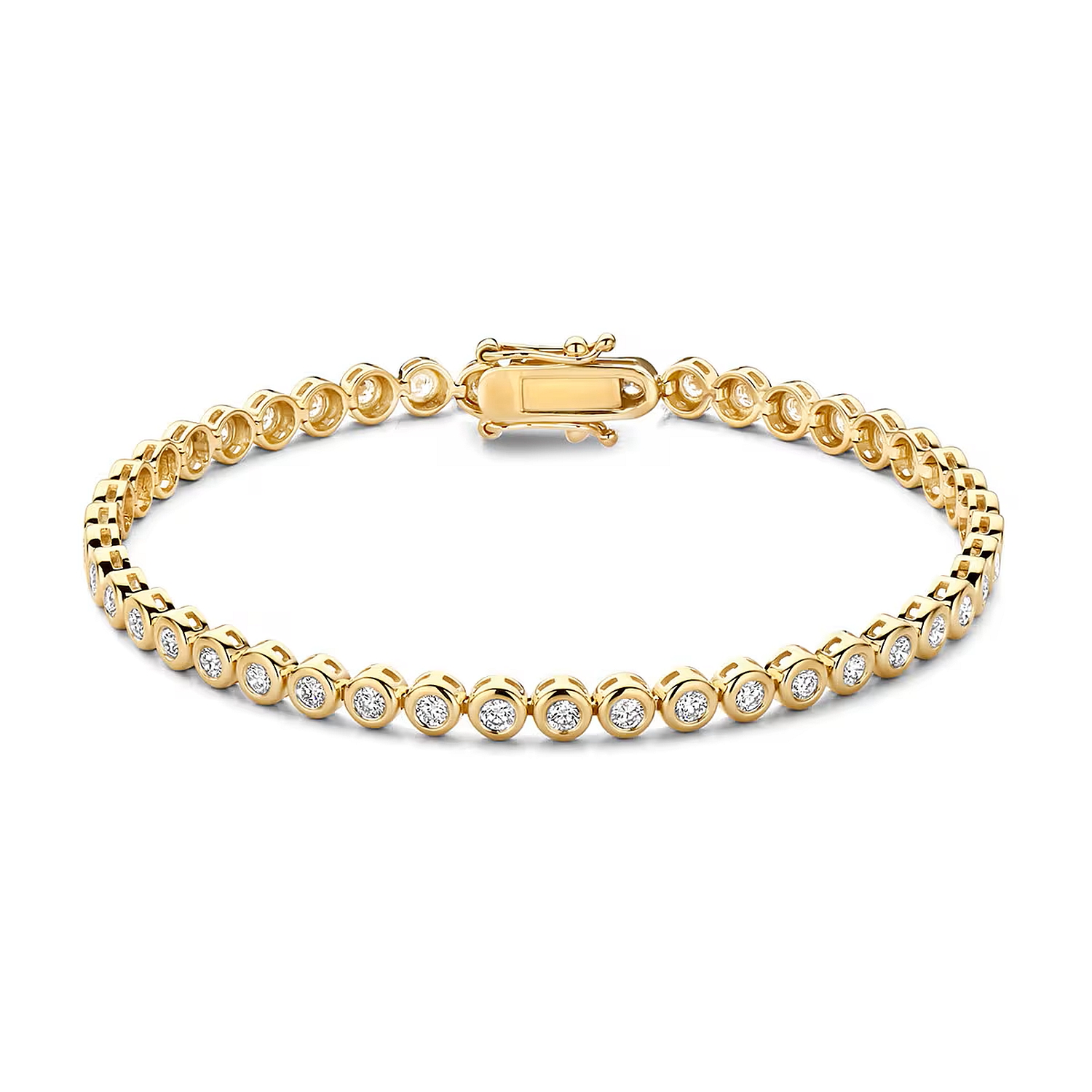 Blush Tennisarmband Damen aus 585 Gold mit 1,5ct LAB Diamanten, 17cm, goldfarben, Brillant Cut