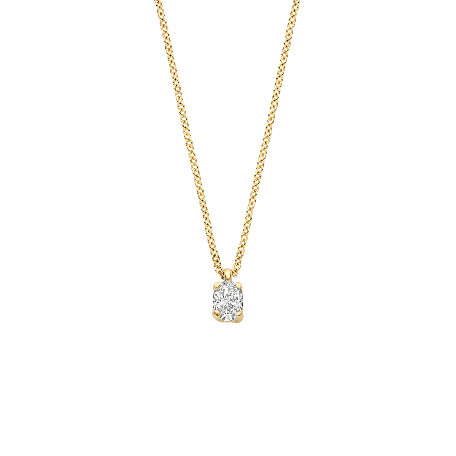 Blush Halskette Damen 585 Gold mit ovalem Wesselton Lab Grown Diamant, 42cm, 0,15 Carat