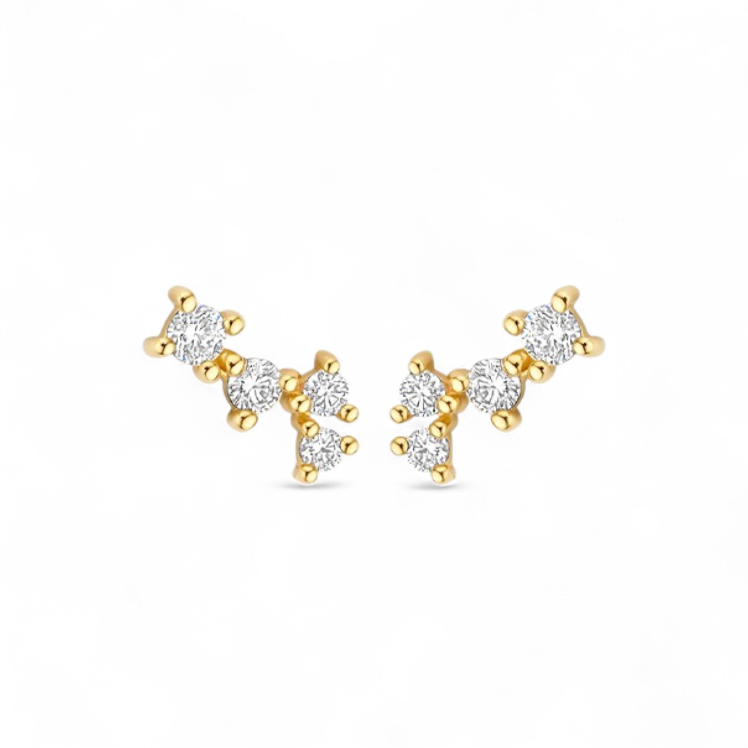 Blush Ohrstecker Damen 585 Gold mit Zirkonia, ca. 9mm, eleganter Ohrschmuck in goldfarben