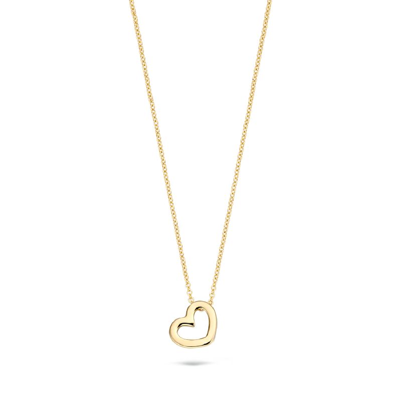 Blush Kette mit Herz Anhänger aus 585er Gold für Damen, 42 cm, goldfarben, elegantes Schmuckstück