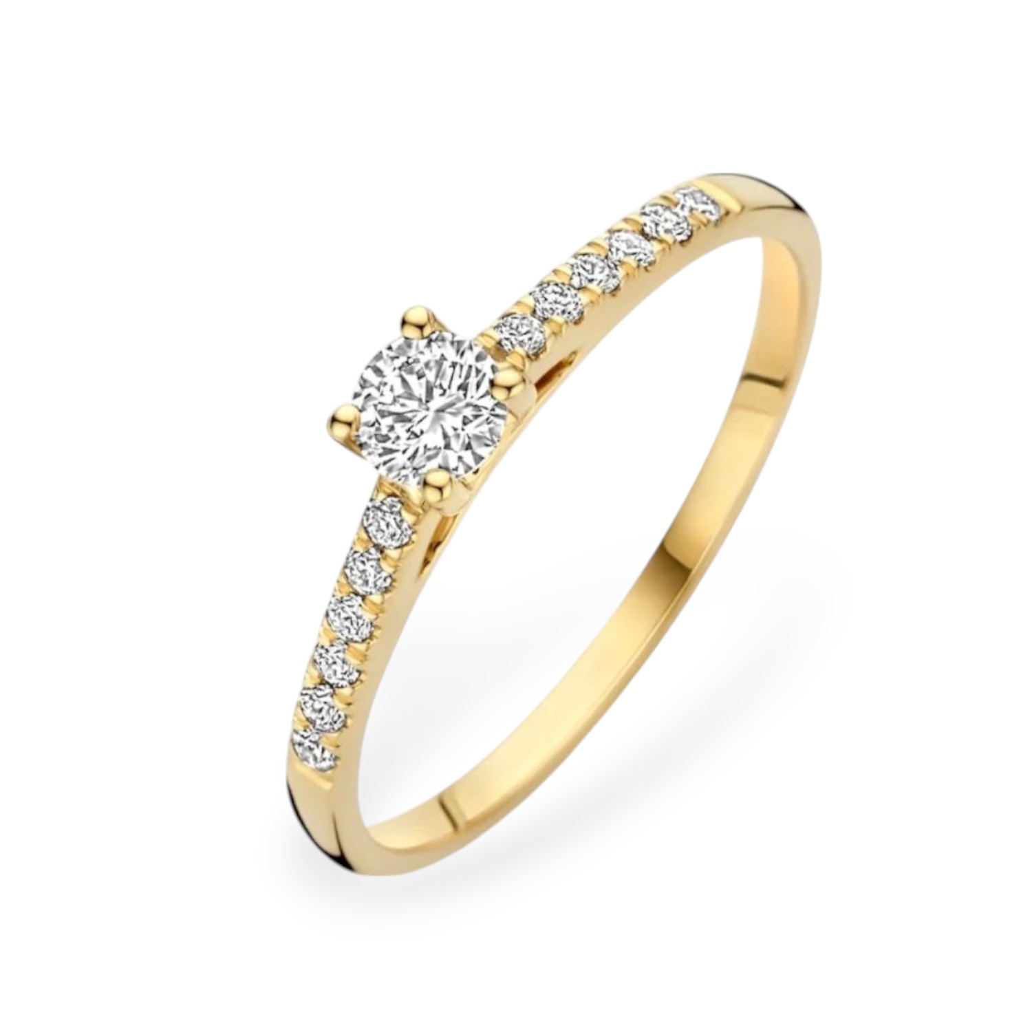 Blush Verlobungsring für Damen, 585 Gold, 13 Lab Diamanten SI 0.32ct, Größe 52