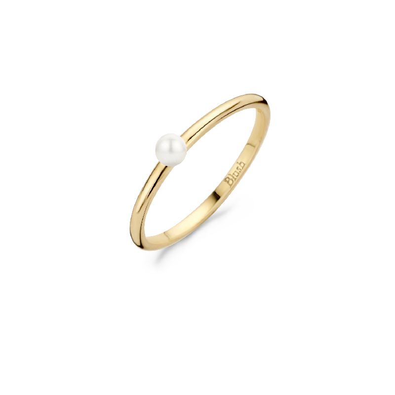 Blush Damenring 585er Gold mit 4mm Süßwasserperle in Gold und Weiß, Ringgröße 54