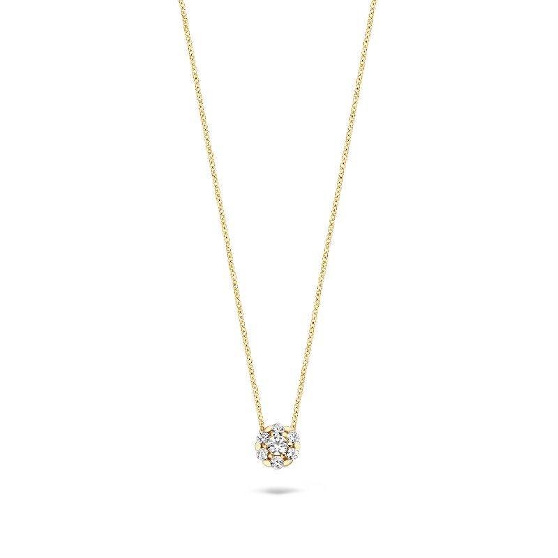 Blush Damen Kette 585er Gold mit Zirkonia Anhänger, 42cm, goldfarben, 5,2mm