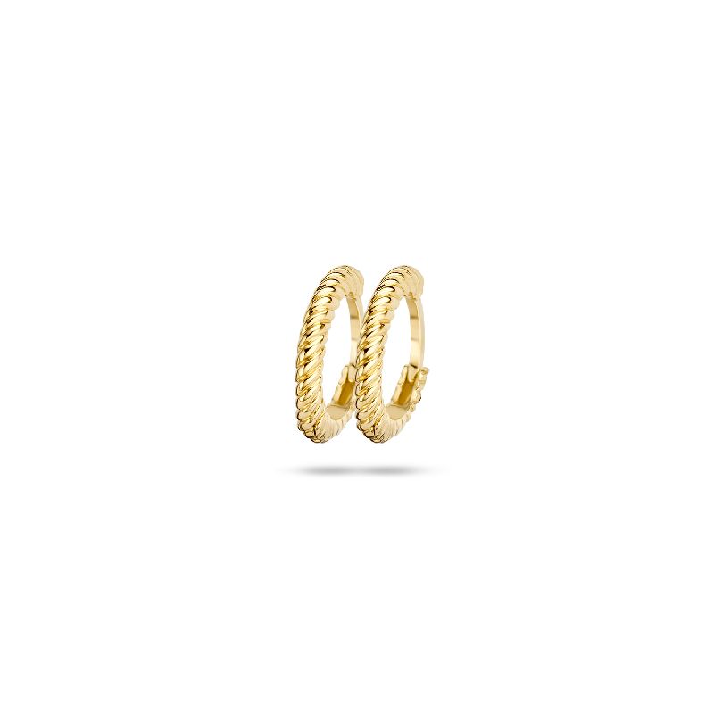 Blush Twist Creolen 585er Gold für Damen, Ø 9mm, eleganter Ohrschmuck in goldfarbenem Gold