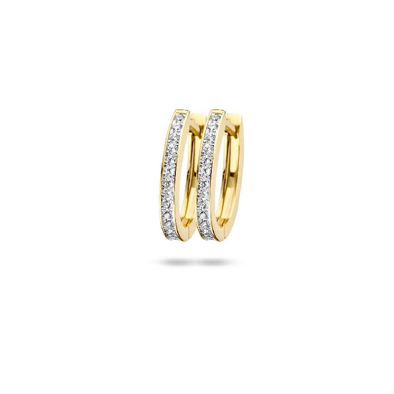 Blush Creolen 585er Gelbgold & Weißgold mit Zirkonia, 15,4mm hoch, eleganter Ohrschmuck für Damen
